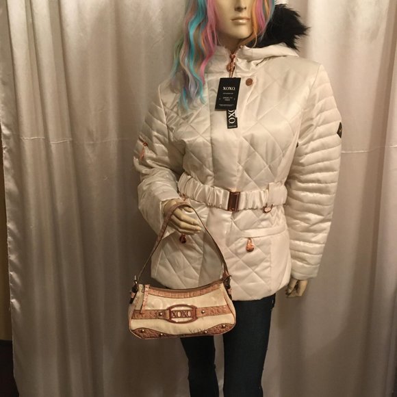 RARE gorgeous vinatge brand new satin xo xo puffer jacket with gold hardware! - Picture 3 of 16